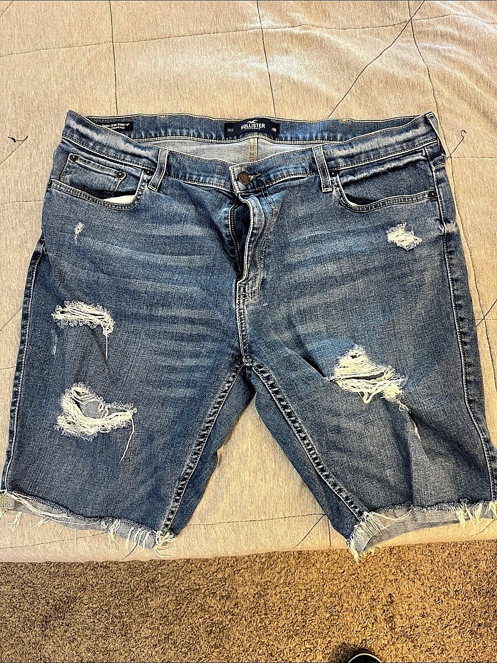 Hollister Distressed Jean Shorts Blue